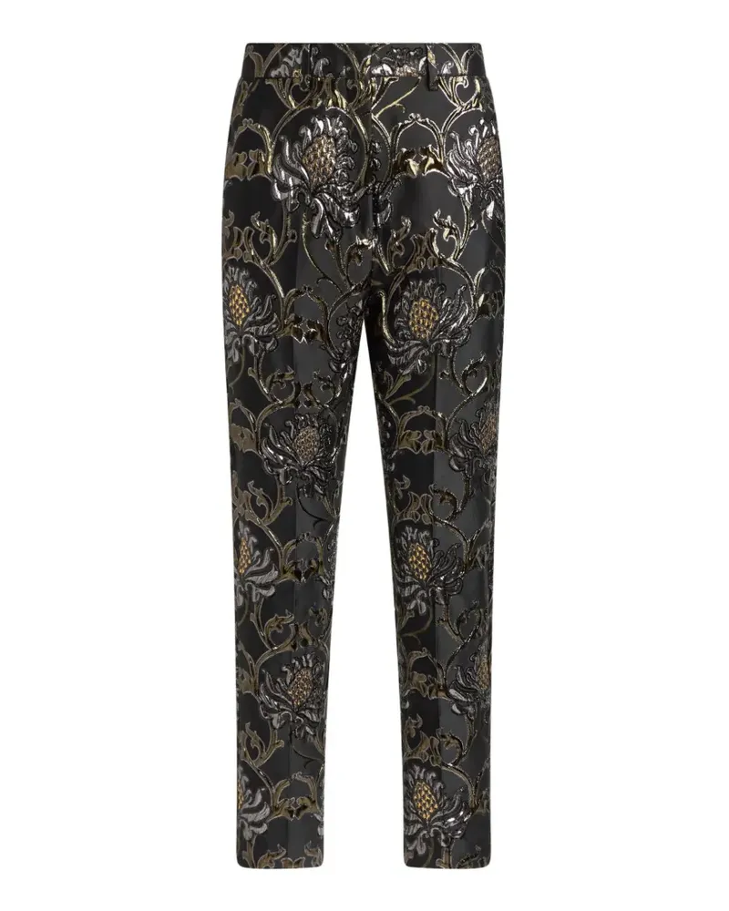 Etro Cropped-Hose aus Jacquard mit Damast-Motiv - Schwarz Schwarz