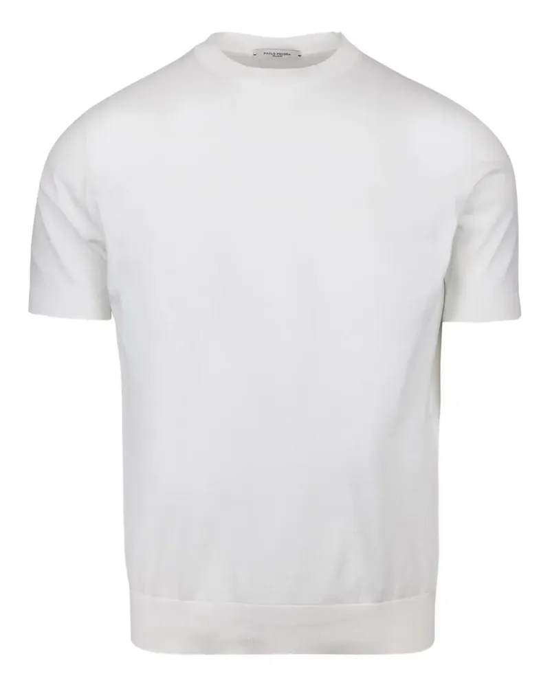 Paolo Pecora Milano Fein gestricktes T-Shirt - Weiß Weiß
