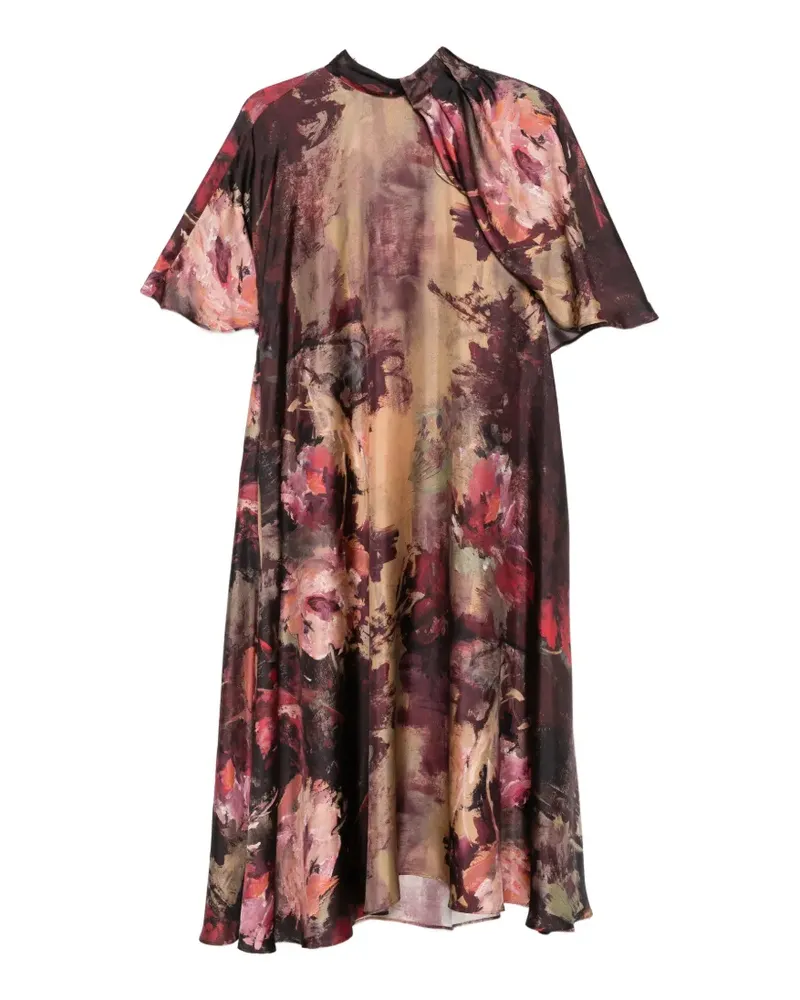 Antonio Marras floral-print tie-neck dress - Braun Braun