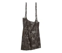 Chantilly Midi-Rock aus Spitze mit Straps - Braun