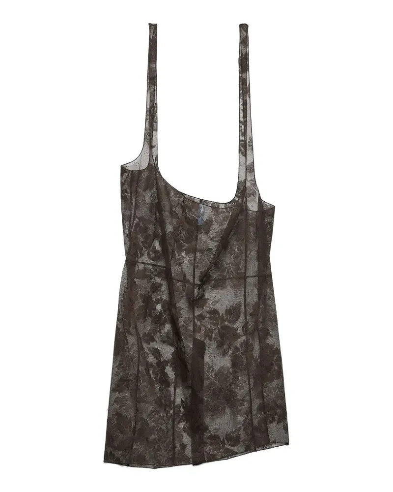 Prada chantilly lace midi-skirt with suspender straps - Braun Braun