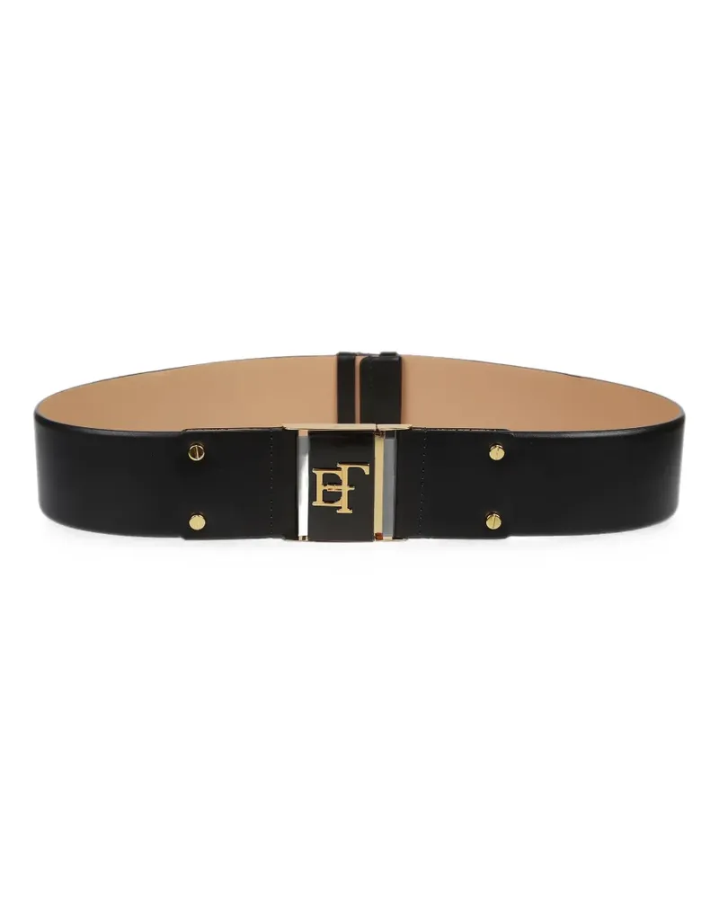 Elisabetta Franchi logo-plaque leather belt - Schwarz Schwarz