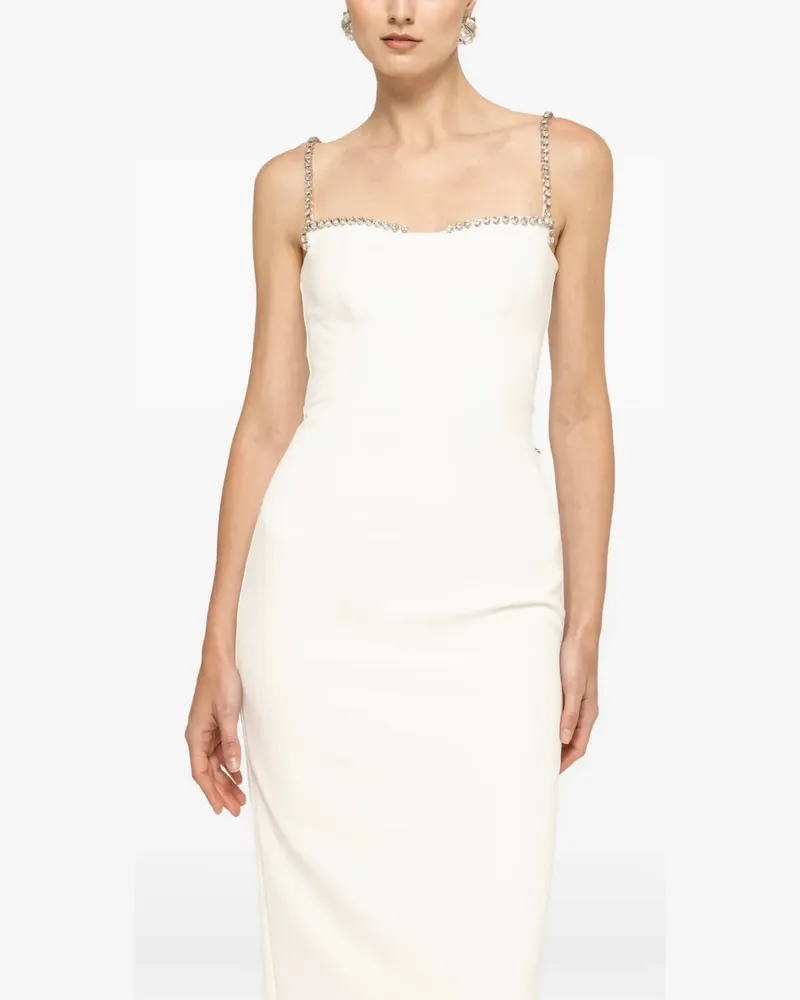 NISSA Seiden-Midikleid mit Kristallen - Weiß Weiß
