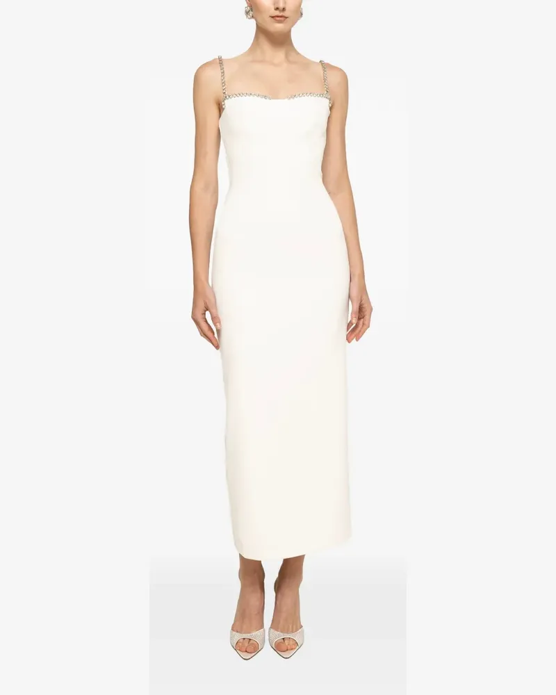 NISSA Seiden-Midikleid mit Kristallen - Weiß Weiß