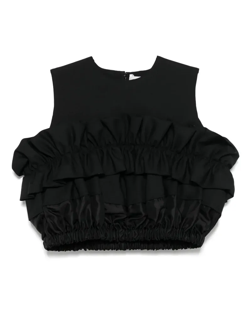 Noir Kei Ninomiya Cropped-Top mit Rüschendetail - Schwarz Schwarz