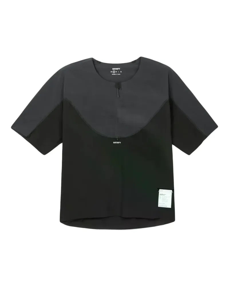 Satisfy panelled zip-neck T-shirt - Schwarz Schwarz
