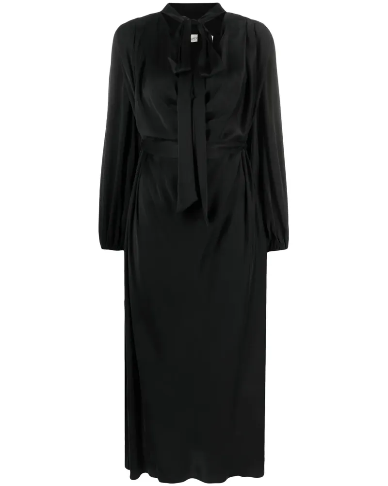 Zimmermann Gerafftes Kleid mit Schleifenkragen - Schwarz Schwarz