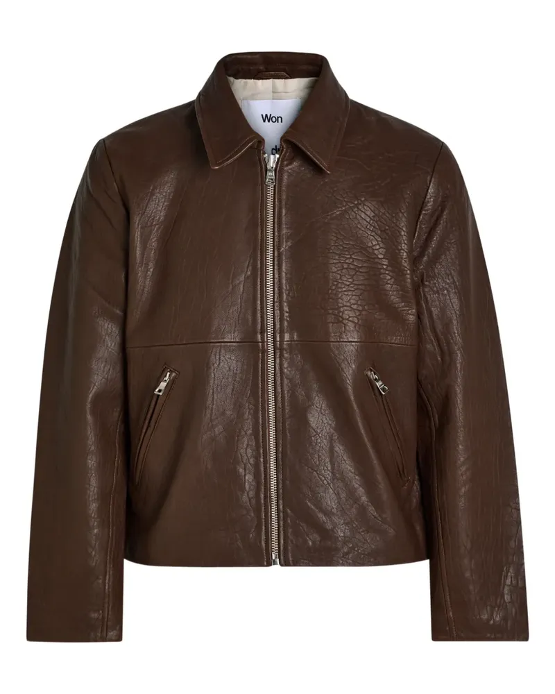 Won Hundred zip leather jacket - Braun Braun
