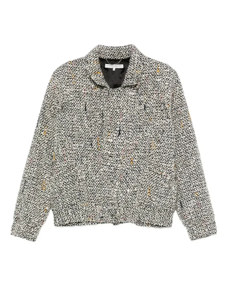 Alessandra Rich Melierte Tweed-Bomberjacke - Weiß Weiß