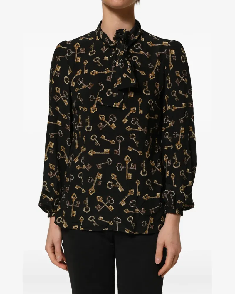 Dolce & Gabbana Bluse mit Schlüssel-Print - Schwarz Schwarz