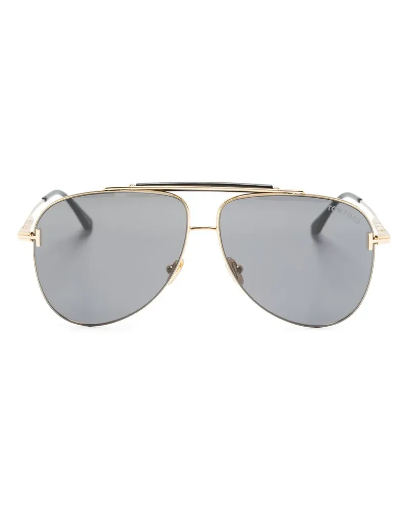 Tom Ford Pilotenbrille mit Logo - Gold Gold