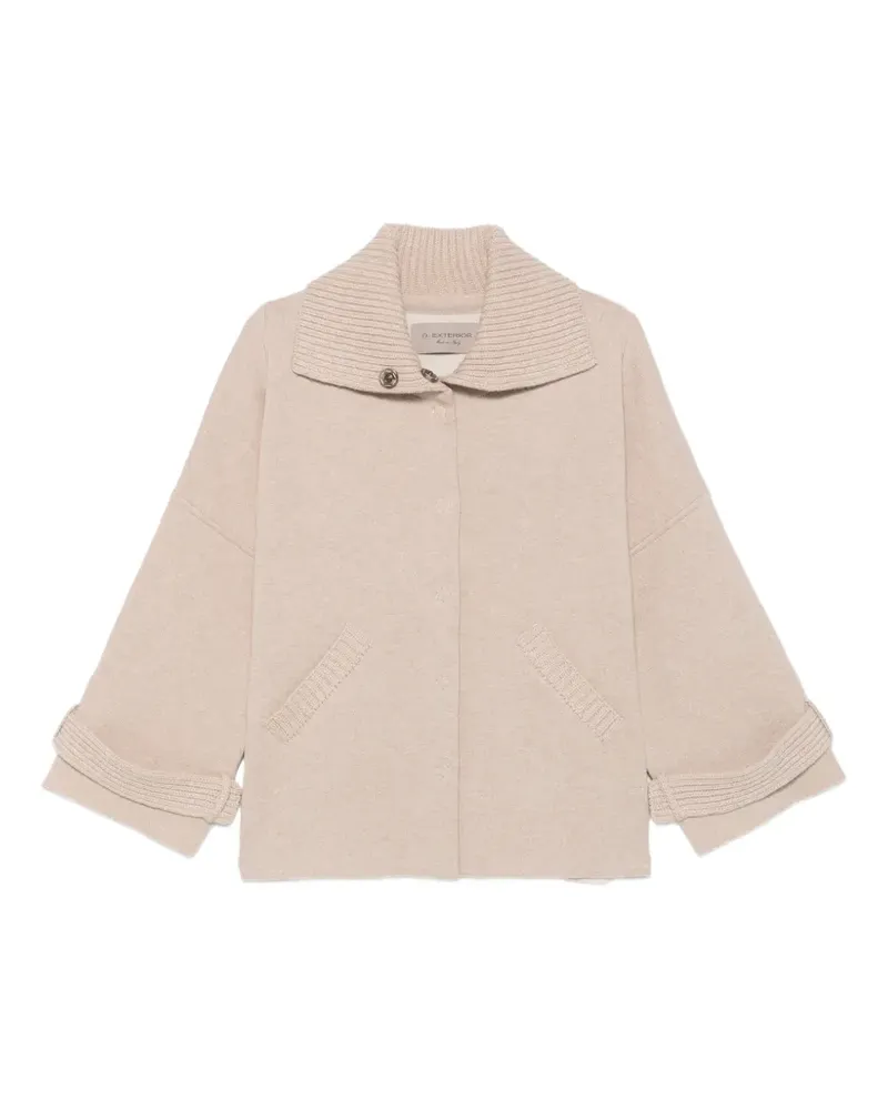 D.EXTERIOR Cardigan mit Rippkragen und Knöpfen - Nude Nude