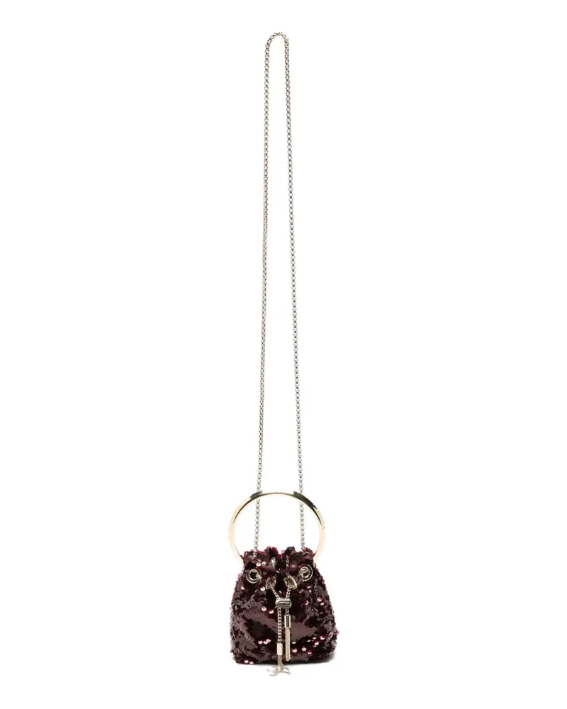 Jimmy Choo mini Bon Bon sequin-embellished bucket bag - Rot Rot