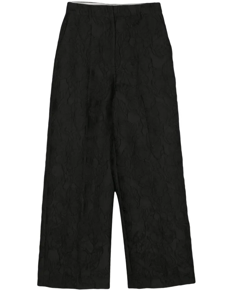 Essentiel Fling Palazzohose aus Blumenjacquard - Schwarz Schwarz