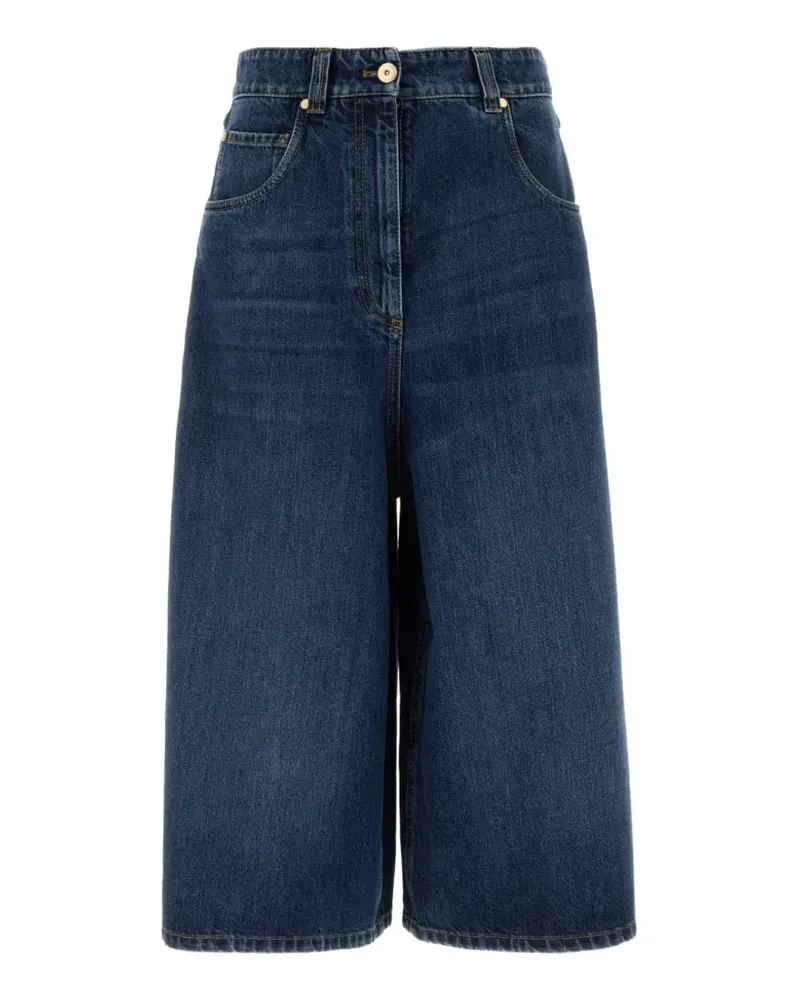 Brunello Cucinelli Authentic denim baggy cropped trousers with Monili - Blau Blau