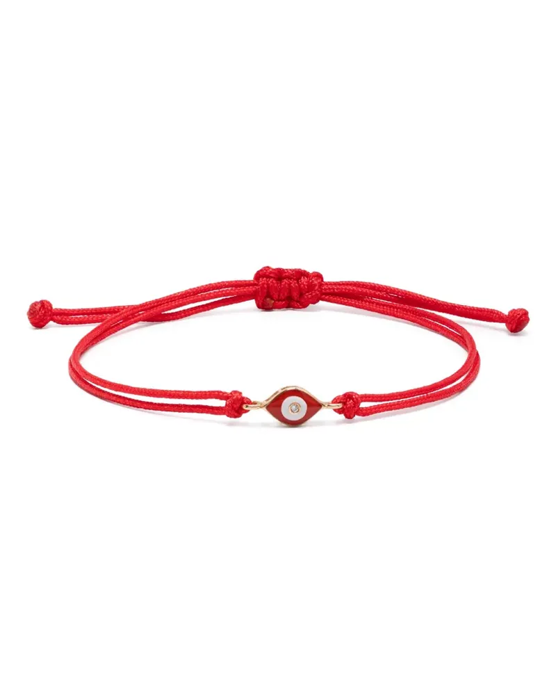 ANIL ARJANDAS Kordelarmband mit 18kt mini Evil Eye Rotgold-Anhänger mit Diamanten - Rosa Rosa