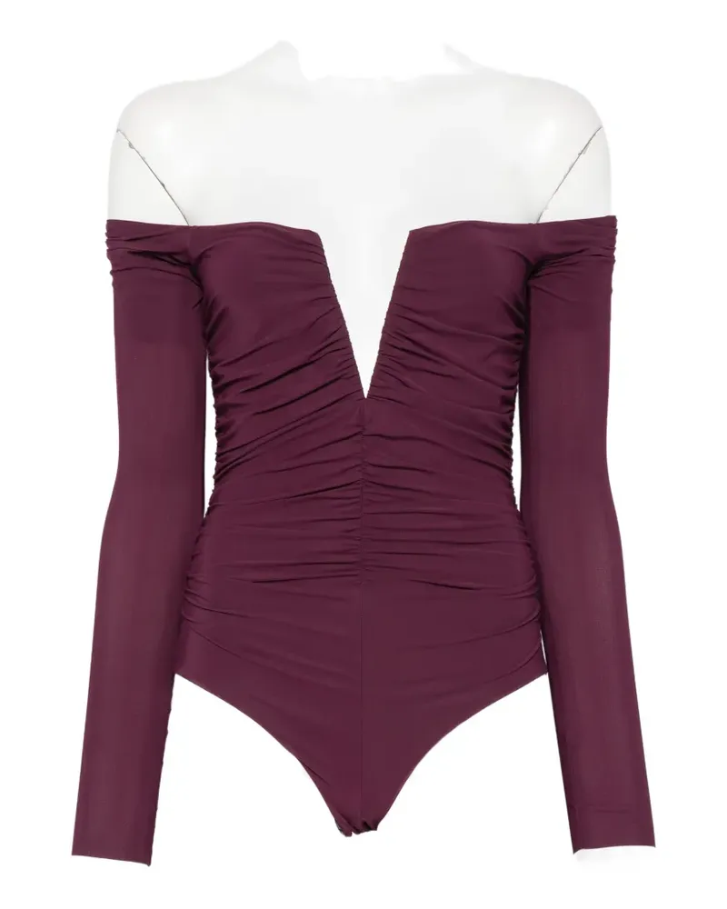 Amazuìn Schulterfreier Alika Body mit Raffungen - Violett Violett