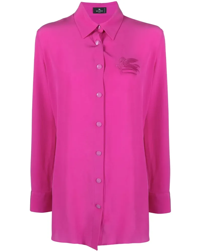 Etro Seidenhemd mit Pegasus-Applikation - Rosa Rosa