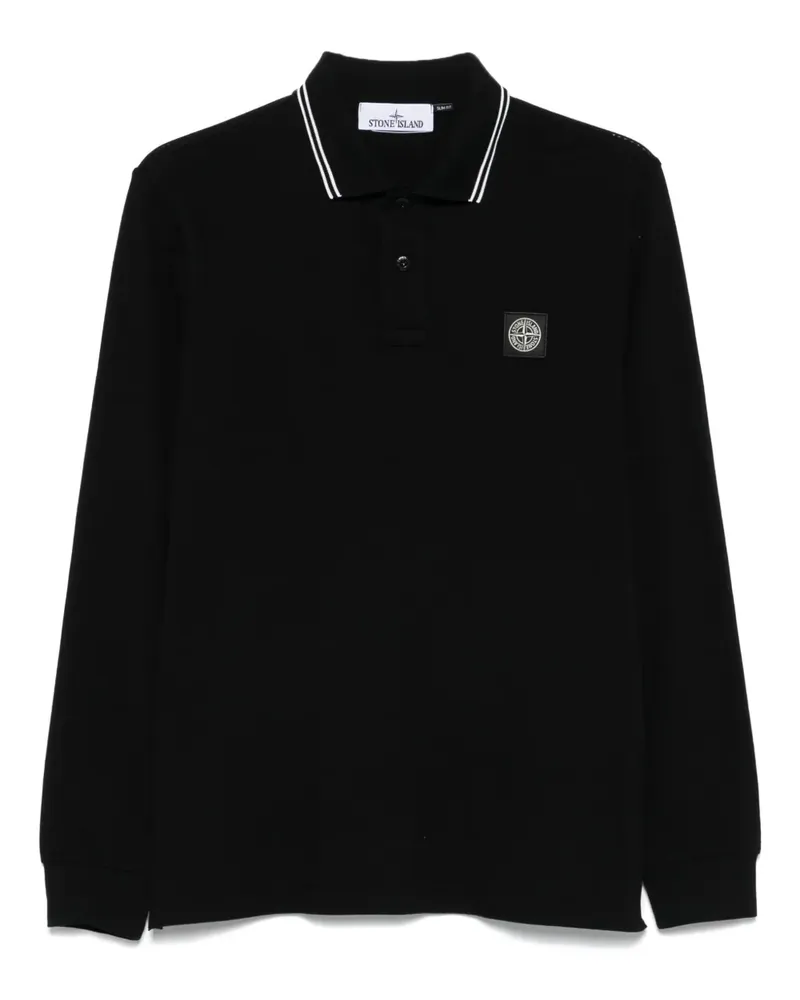 Stone Island Langärmeliges Poloshirt - Schwarz Schwarz