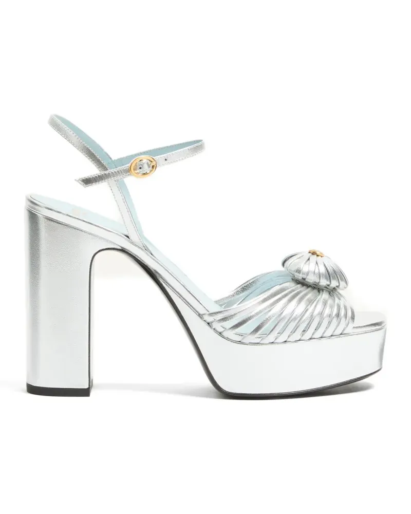 Valentino Garavani Coeur Royal Plateausandalen aus laminiertem Nappaleder 115mm - Silber Silber