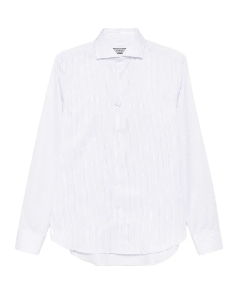Canali Gestreiftes Hemd - Weiß Weiß