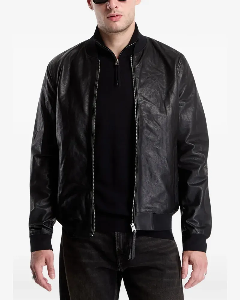 AllSaints Morten goat skin bomber jacket - Schwarz Schwarz
