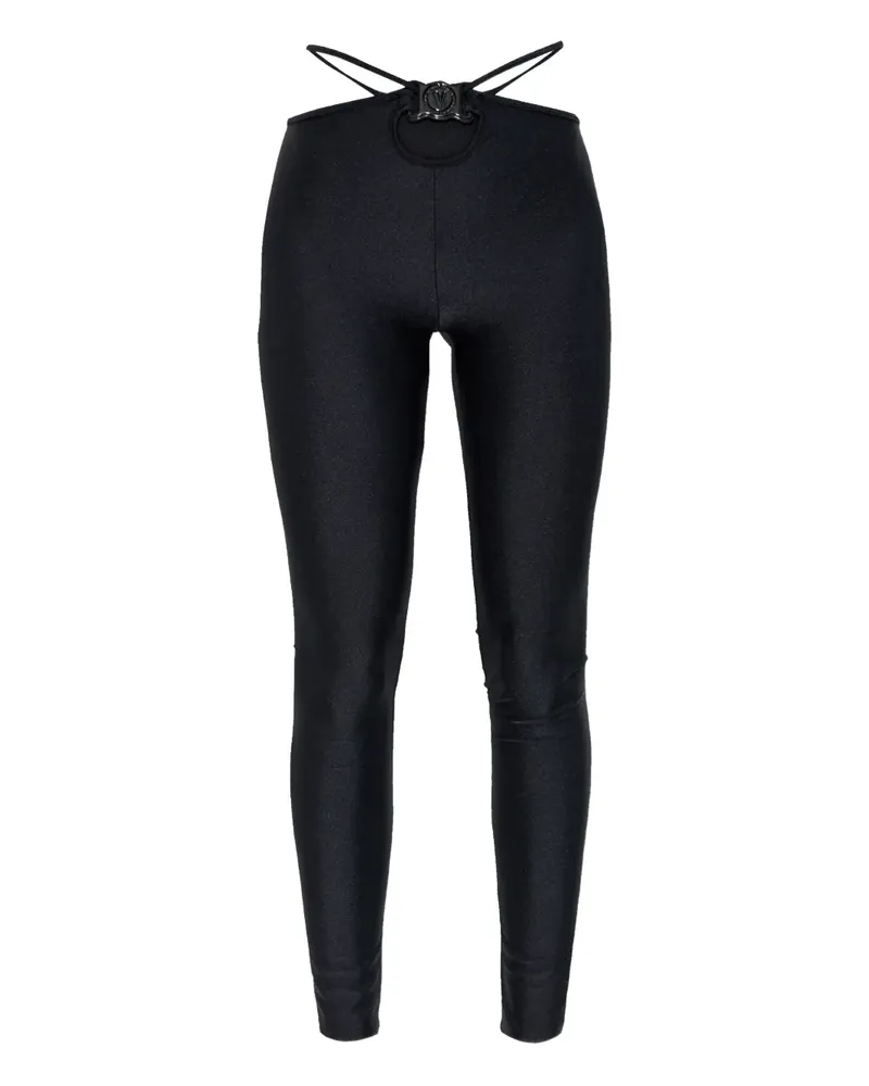 Versace Jeans Leggings mit Logo-Schild - Schwarz Schwarz