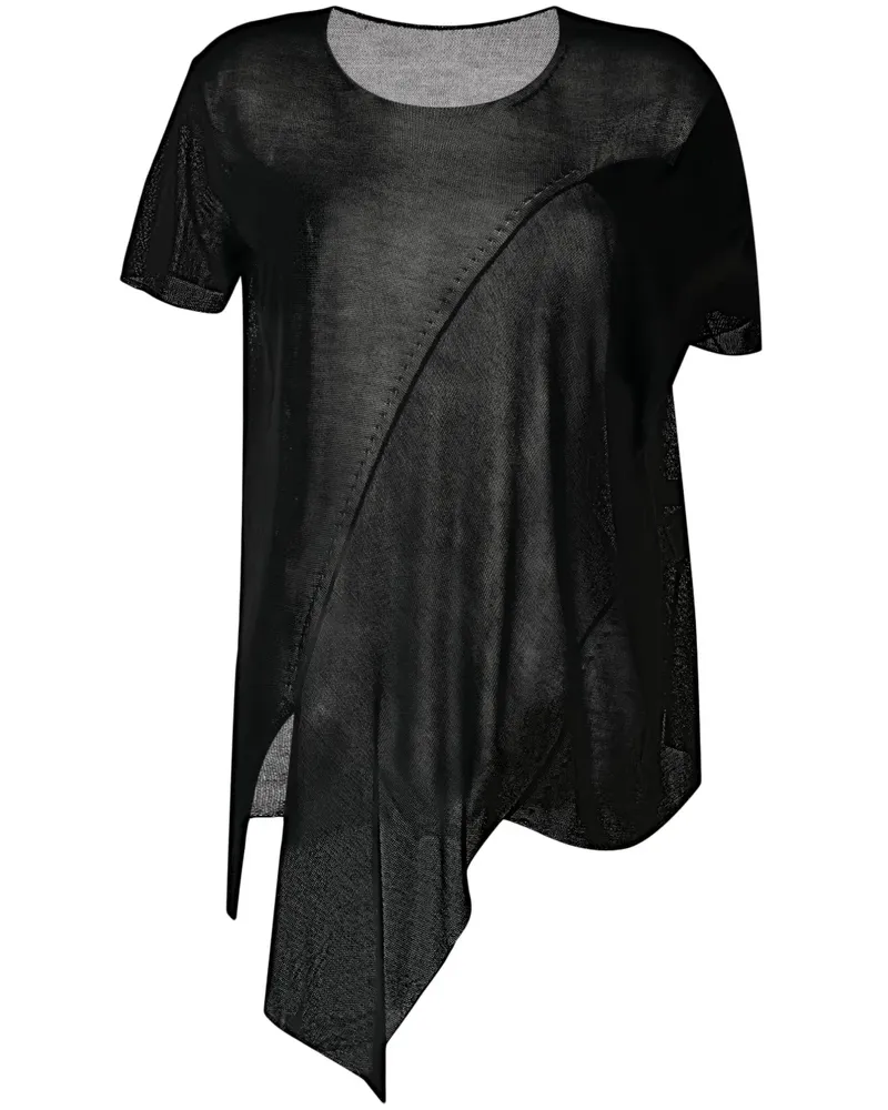 Yohji Yamamoto Semi-transparentes T-Shirt - Schwarz Schwarz