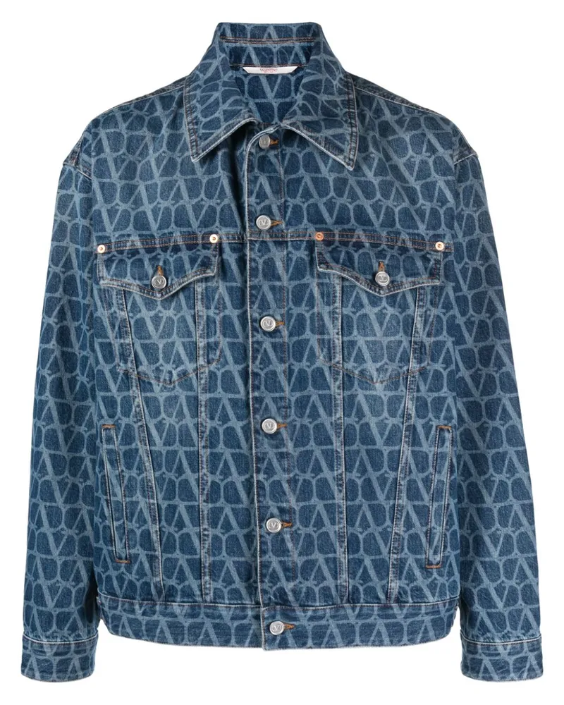 Valentino Garavani Jeansjacke mit Toile Iconographe-Print Blau