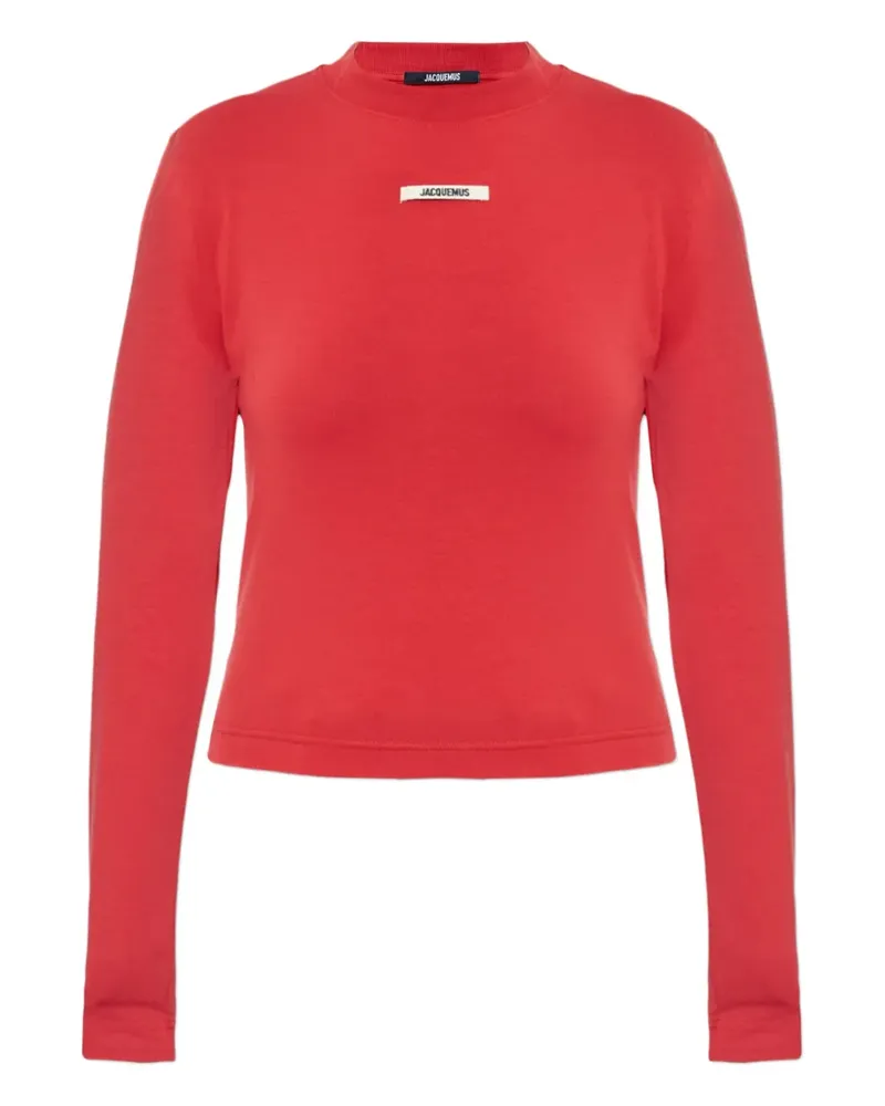 Jacquemus Langarmshirt mit Logo-Patch - Rot Rot