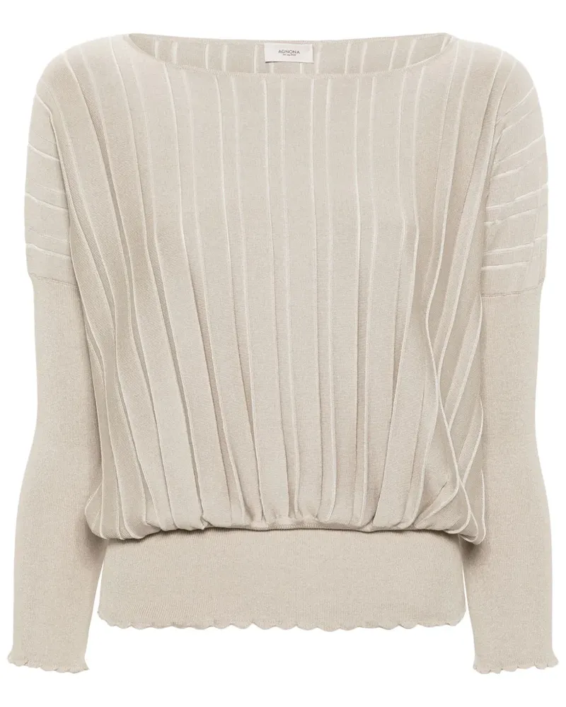 AGNONA Gerippter Pullover mit tiefen Schultern - Grau Grau