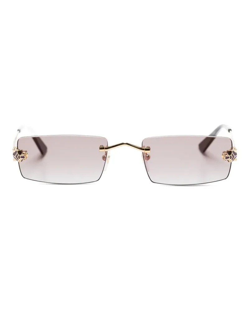 Cartier Panther Sonnenbrille mit eckigem Gestell - Gold Gold