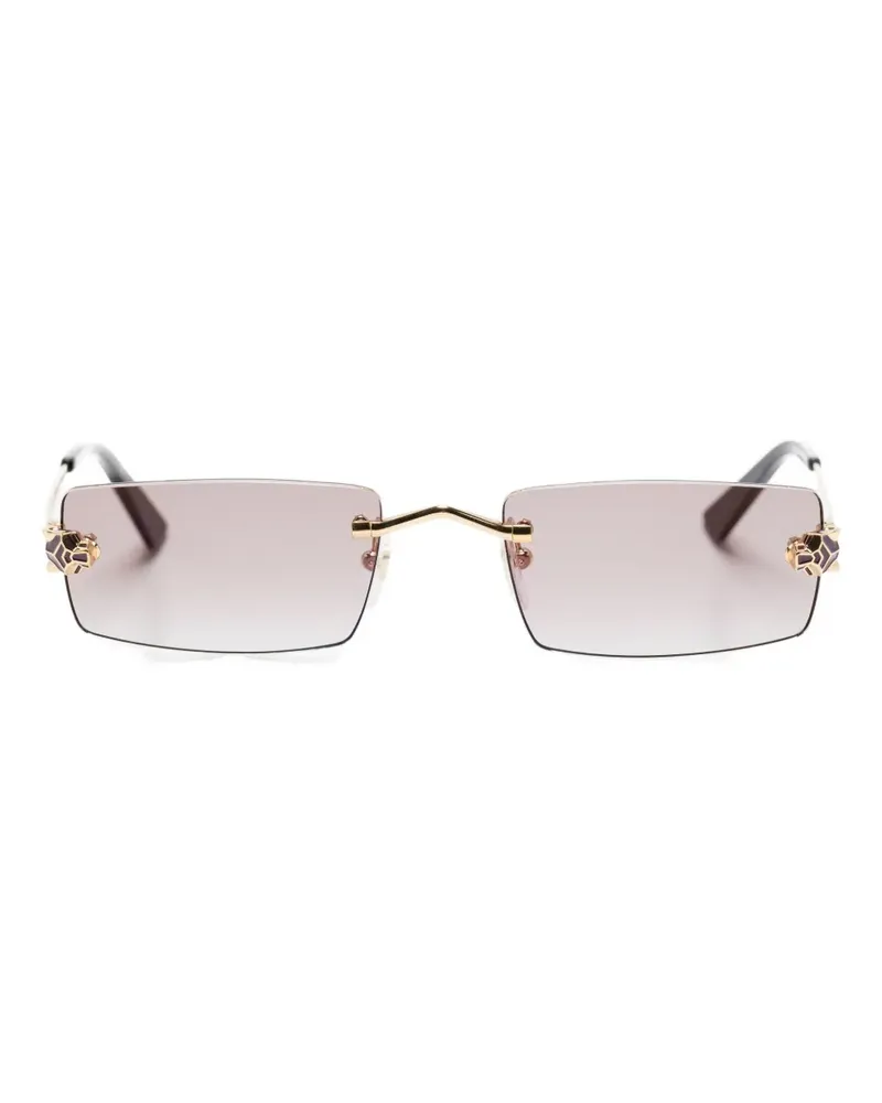 Cartier Panther Sonnenbrille mit eckigem Gestell - Gold Gold