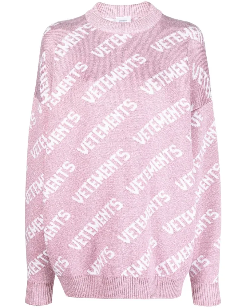 VETEMENTS Intarsien-Pullover mit Monogramm Rosa