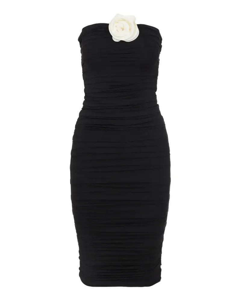 La Reveche ruched floral-appliqué dress - Schwarz Schwarz