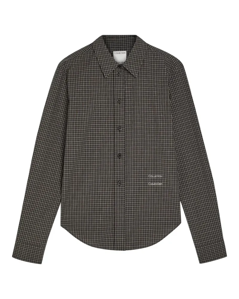 Calvin Klein check-print logo-embroidered shirt - Schwarz Schwarz
