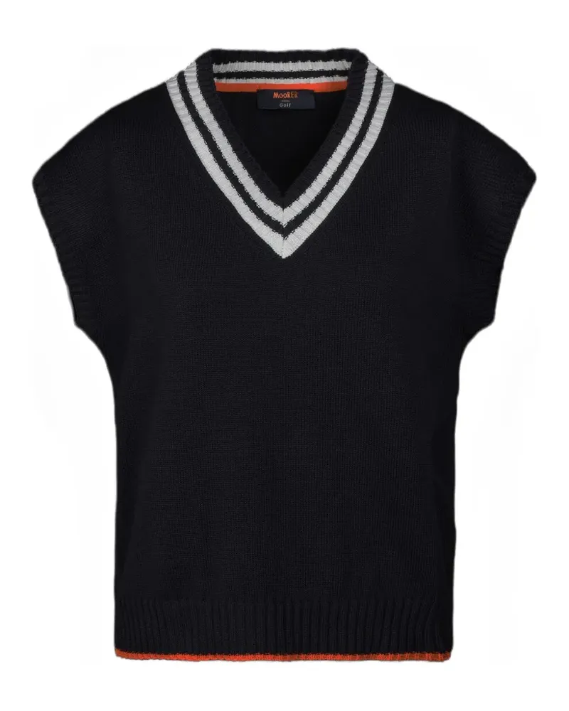 MOORER striped V-neck vest - Blau Blau