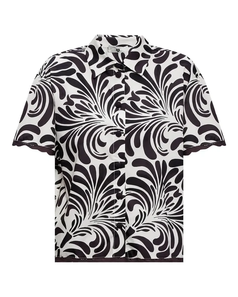 Twin-Set Spitzenbesatz-Hemd mit abstraktem Print - Weiß Weiß