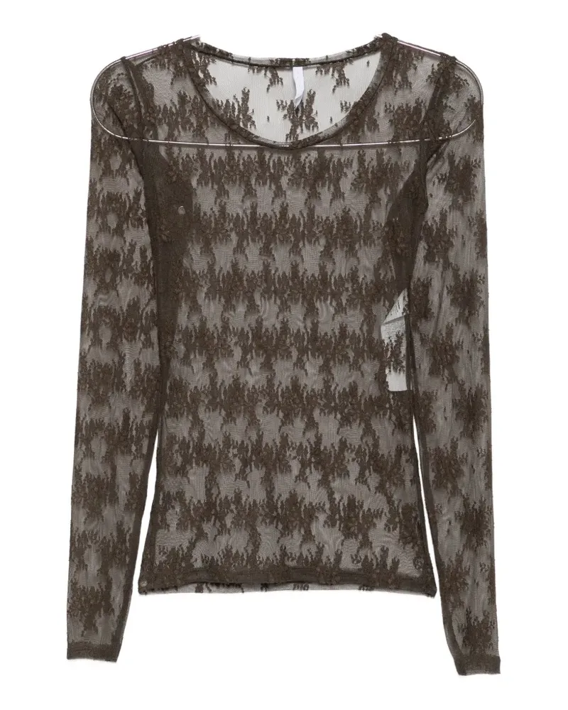 IMPERIAL floral-lace long-sleeve top - Grün Grün