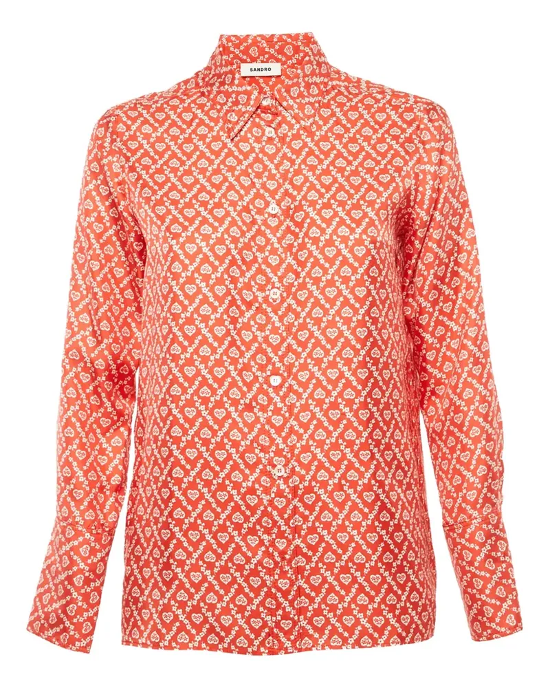Sandro Seidenhemd mit Blumen-Print - Rot Rot