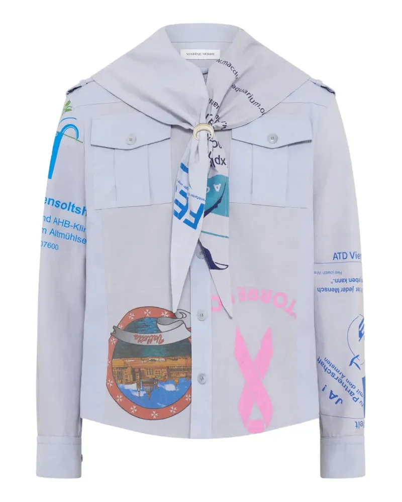 Marine Serre Scout patchwork shirt - Blau Blau