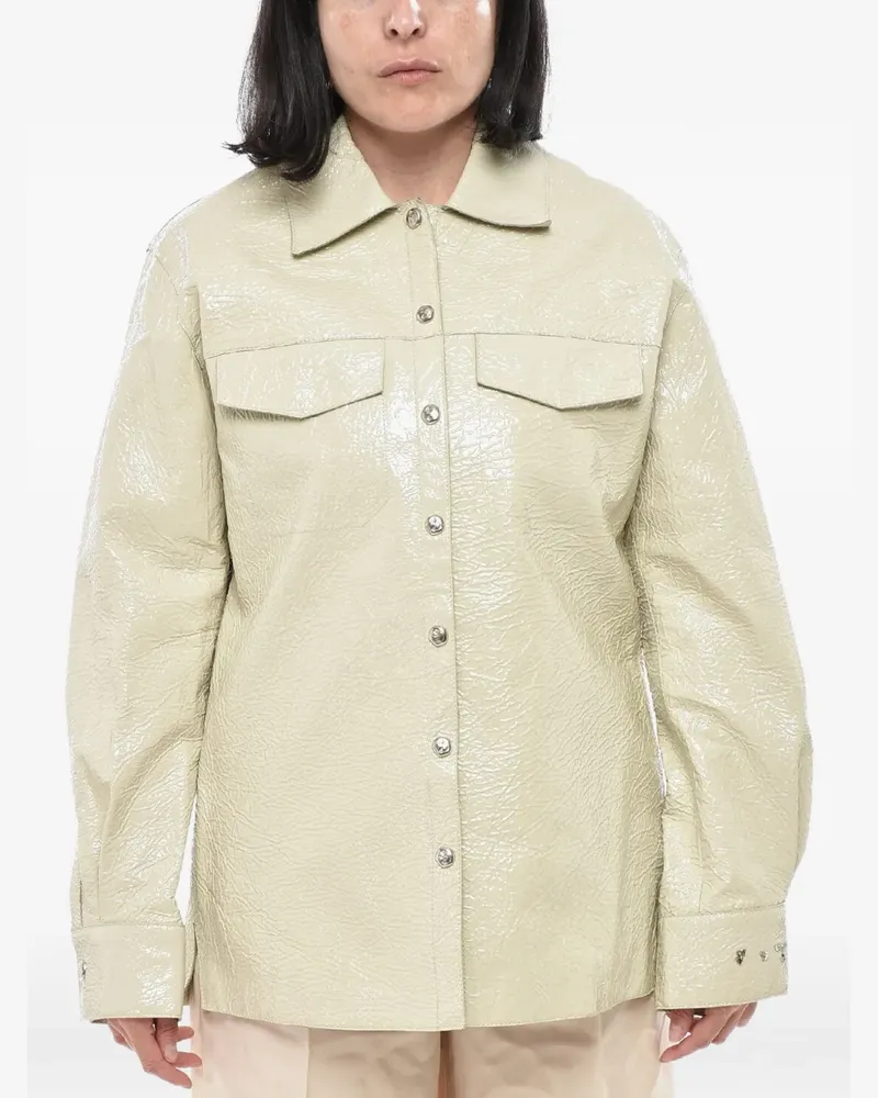 OFF-WHITE crinkled-leather shirt - Grün Grün