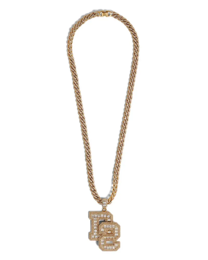 Dsquared2 Kristallverzierte Halskette mit Logo-Anhänger - Gold Gold