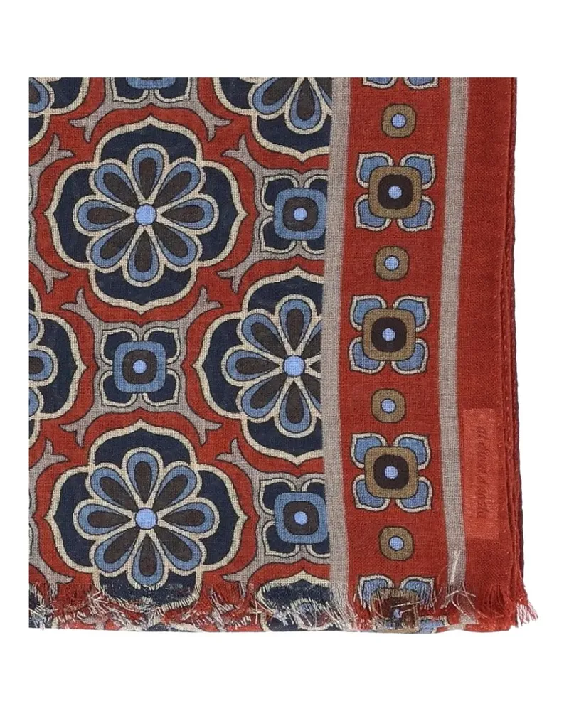 Al Duca D’Aosta 1902 floral-print fringed scarf - Rot Rot