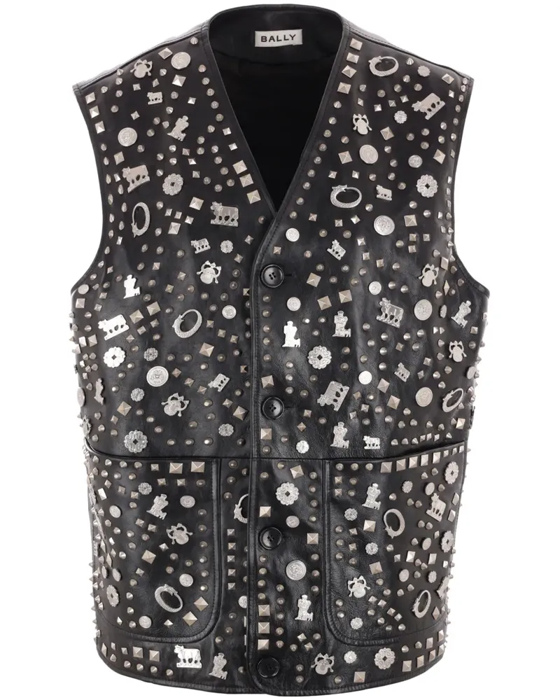 Bally Lederweste mit Nieten - Schwarz Schwarz