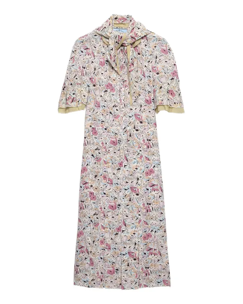 Prada Georgette-Kleid mit Blumen-Print - Nude Nude