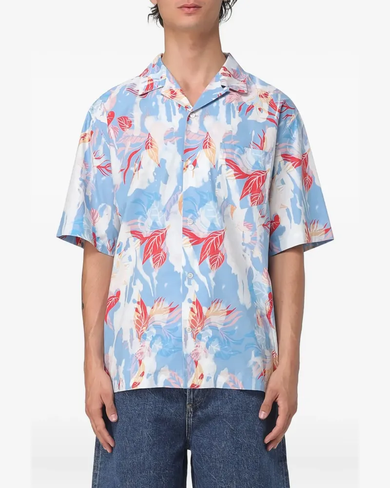 Alexander McQueen Hemd mit Blumen-Print - Blau Blau