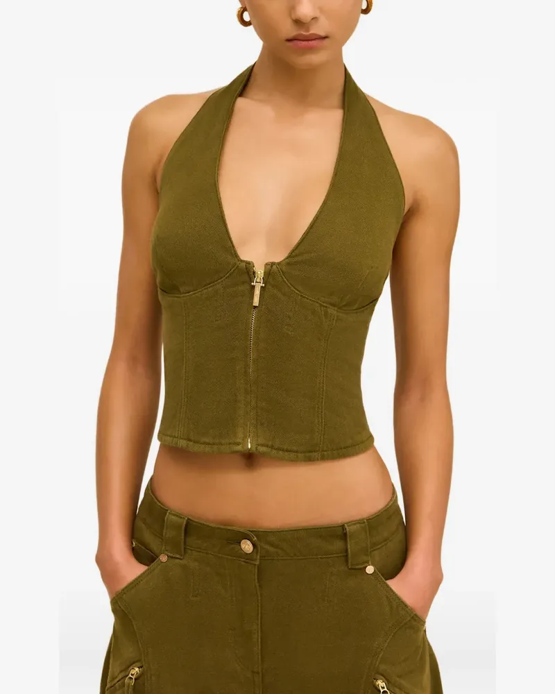 Cult Gaia Neckholder-Top mit Reißverschluss - Grün Grün