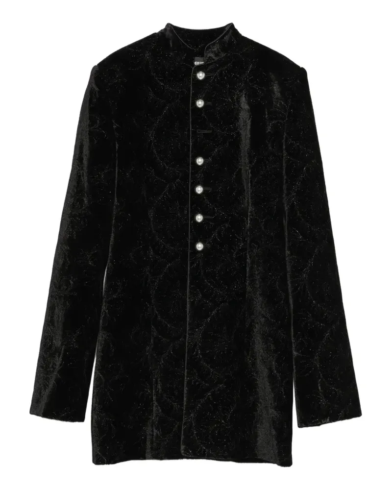 Ann Demeulemeester Jacke mit Jacquardmuster und Perlenknöpfen - Schwarz Schwarz