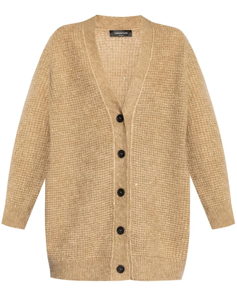 Fabiana Filippi Waffelstrick-Cardigan mit Pailletten - Nude Nude